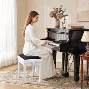 wohnli-moebel-suche-800002034495-1 KLAVIERBANK Polyester Weiß Textil HOMCOM Möbel > Bänke > Sitzbänke Weiß