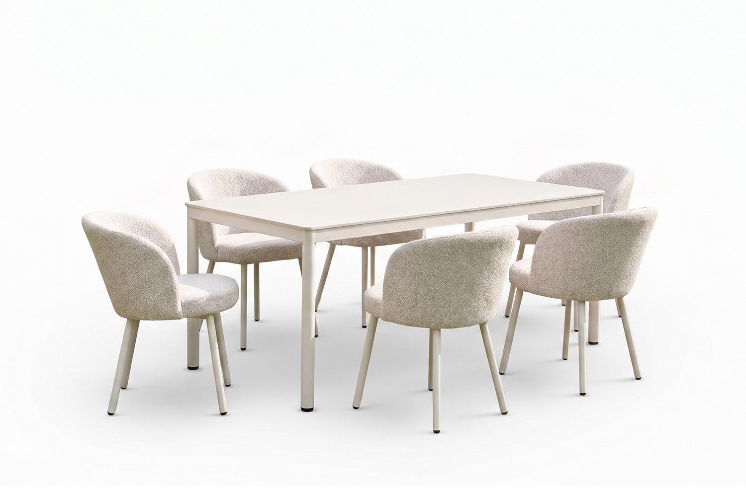 Wohnli Möbelsuche - GARTEN-ESSGRUPPE INDUS 7ER SET Cremeweiß Keramik