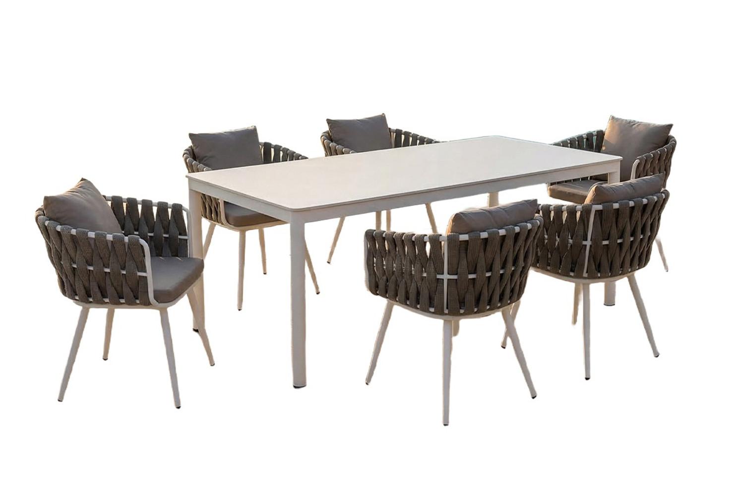 Wohnli Möbelsuche - GARTEN-ESSGRUPPE LUSHA 7ER SET Grau Keramik