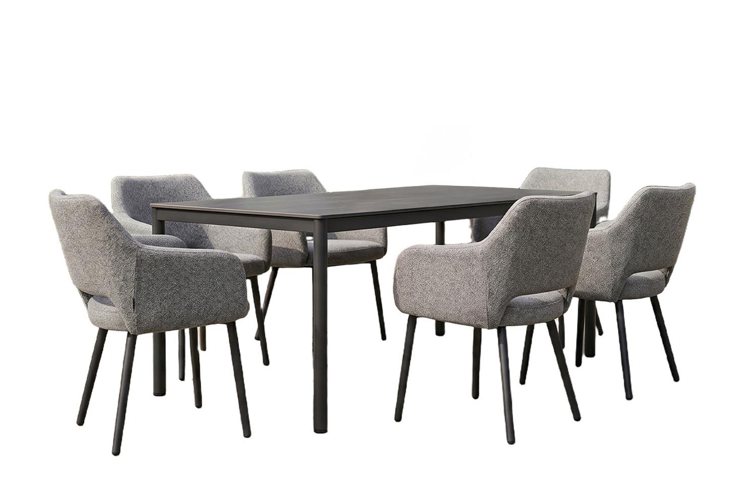 Wohnli Möbelsuche - GARTEN-ESSGRUPPE AMUR 7ER SET Grau Flachgewebe