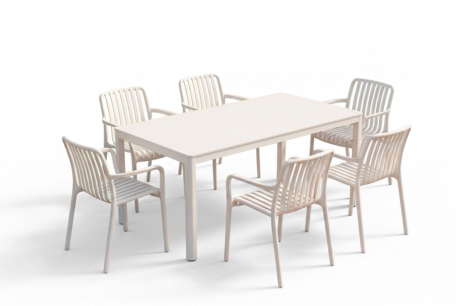 Wohnli Möbelsuche - GARTEN-ESSGRUPPE MIAVA 7ER SET Cremeweiß Keramik