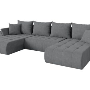 wohnli-moebel-suche-800002084599 Wohnli Möbelsuche - WOHNLANDSCHAFT mit Schlaffunktion und Bettkasten TOKO-U 378x194x86 Grau Velours