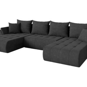 wohnli-moebel-suche-800002084602 Wohnli Möbelsuche - WOHNLANDSCHAFT mit Schlaffunktion und Bettkasten TOKO-U 378x194x86 Dunkelgrau Velours