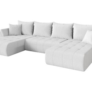 wohnli-moebel-suche-800002084604 Wohnli Möbelsuche - WOHNLANDSCHAFT mit Schlaffunktion und Bettkasten TOKO-U 378x194x86 Weiß Bouclé
