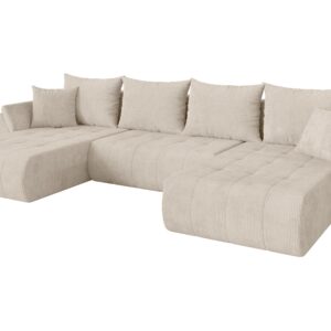 wohnli-moebel-suche-800002084609 Wohnli Möbelsuche - WOHNLANDSCHAFT mit Schlaffunktion und Bettkasten TOKO-U 378x194x86 Beige Cord