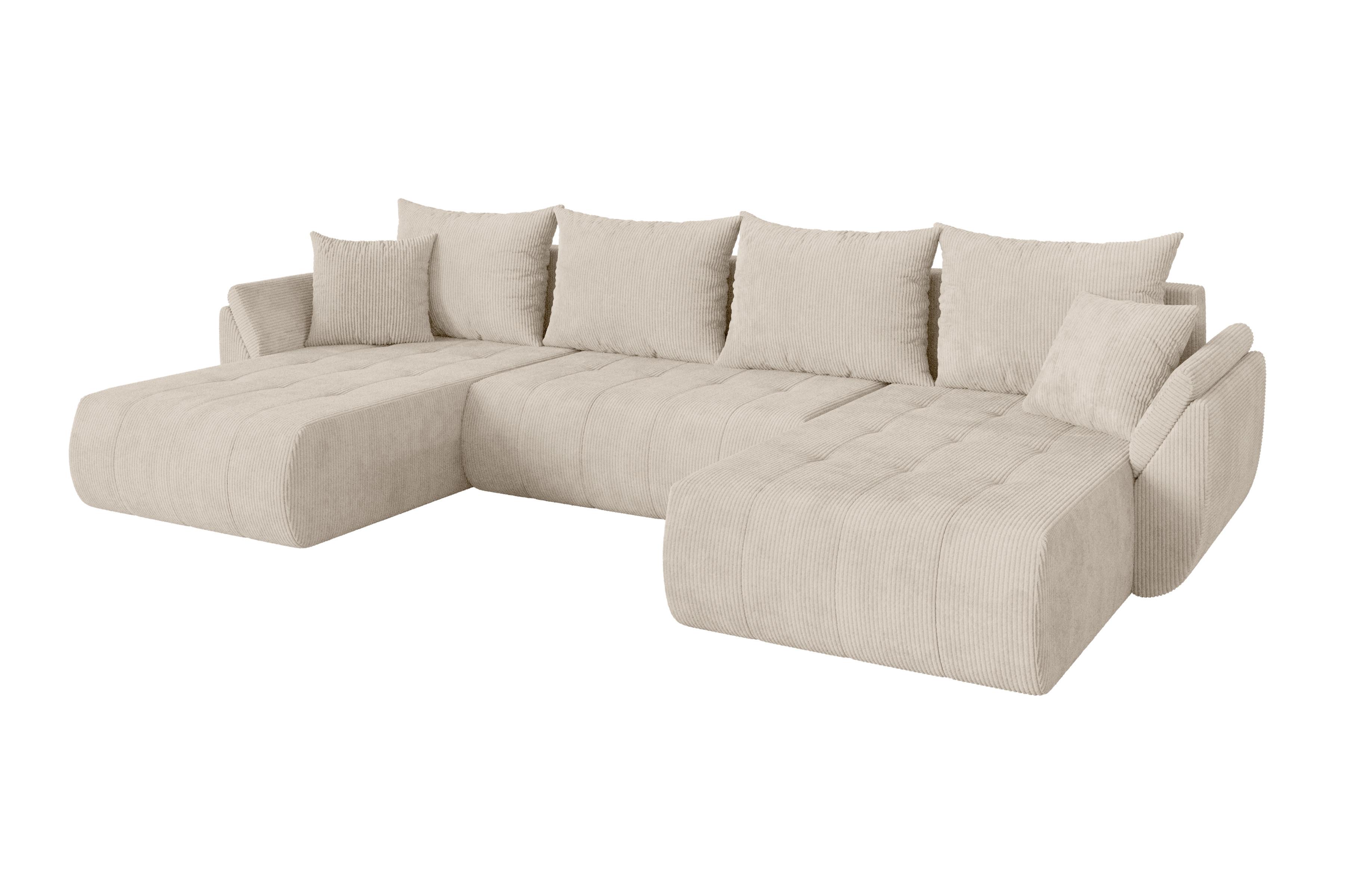 wohnli-moebel-suche-800002084609 Wohnli Möbelsuche - WOHNLANDSCHAFT mit Schlaffunktion und Bettkasten TOKO-U 378x194x86 Beige Cord