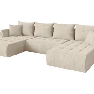 wohnli-moebel-suche-800002084610 Wohnli Möbelsuche - WOHNLANDSCHAFT mit Schlaffunktion und Bettkasten TOKO-U 378x194x86 Creme Velours