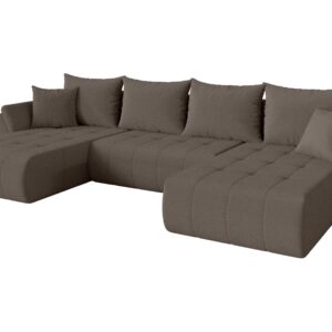 wohnli-moebel-suche-800002084611 Wohnli Möbelsuche - WOHNLANDSCHAFT mit Schlaffunktion und Bettkasten TOKO-U 378x194x86 Braun Bouclé