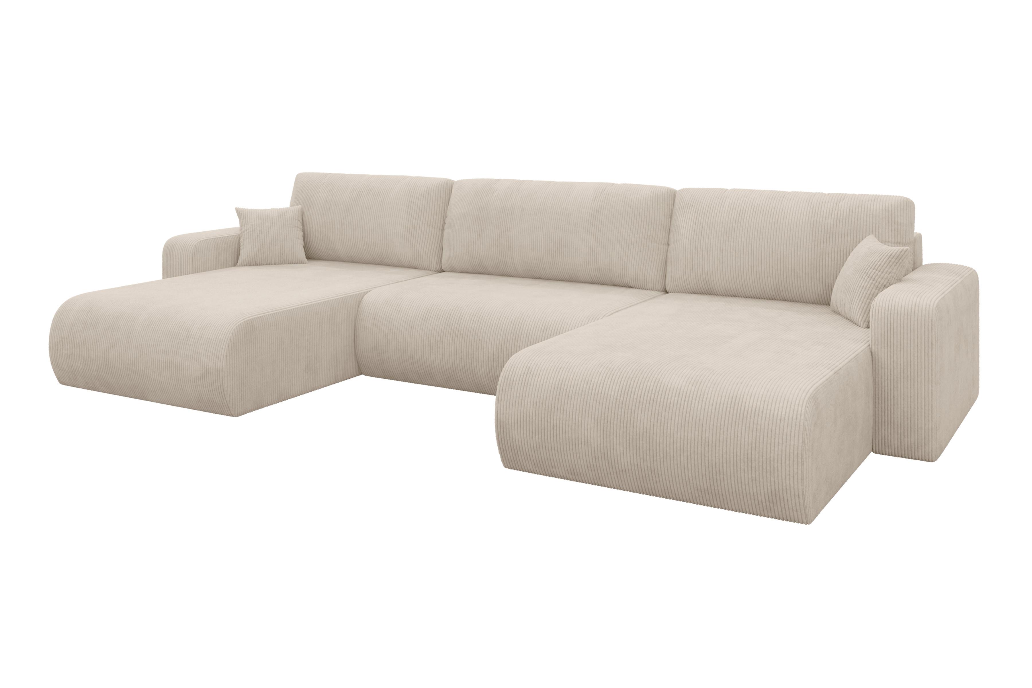 wohnli-moebel-suche-800002085783 Wohnli Möbelsuche - WOHNLANDSCHAFT mit Schlaffunktion und Bettkasten BERY-U 377x193x88 Beige Cord