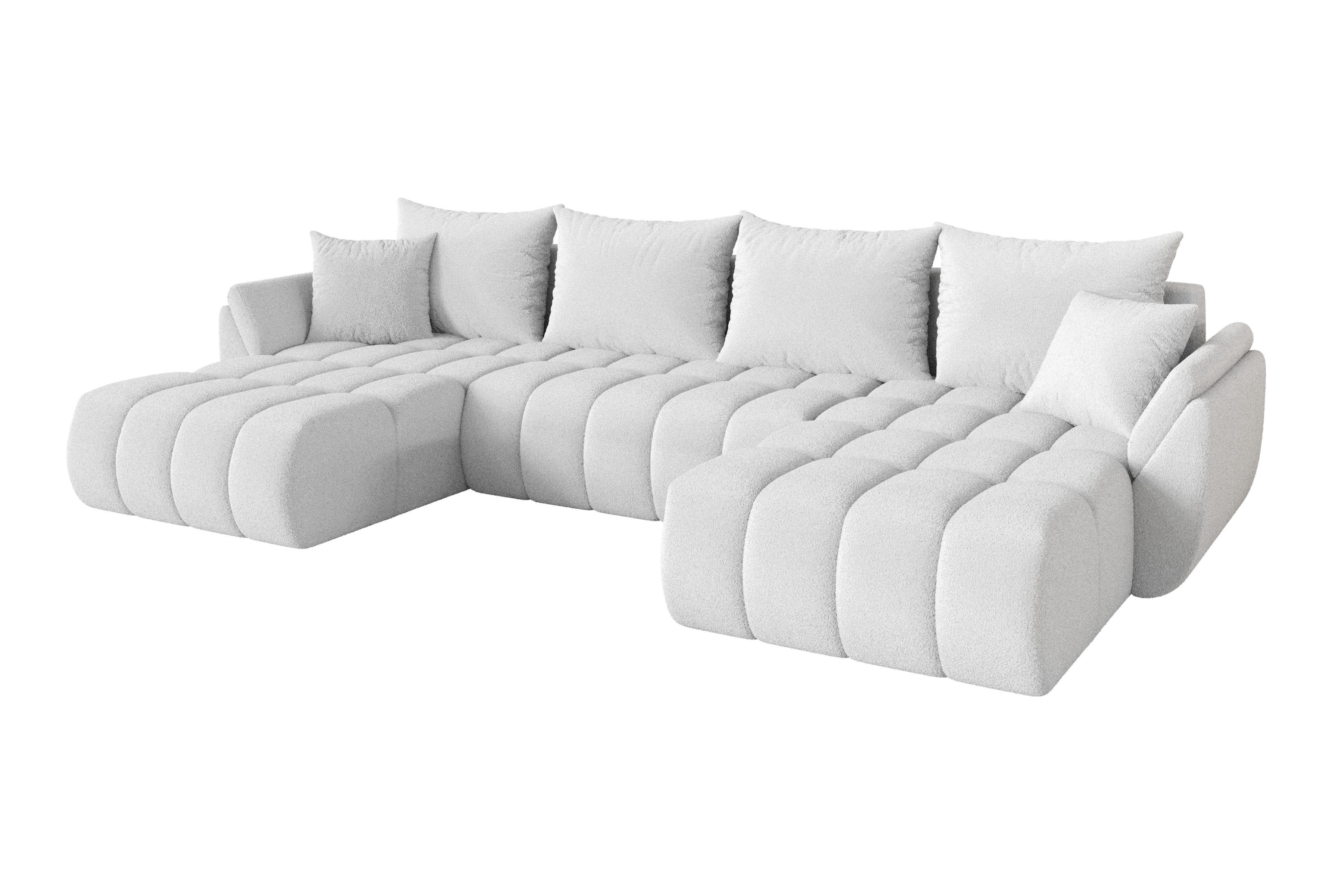 wohnli-moebel-suche-800002085985 Wohnli Möbelsuche - WOHNLANDSCHAFT mit Schlaffunktion und Bettkasten TOKO-U-v1 378x194x86 Weiß Bouclé