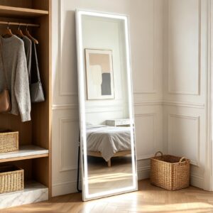 wohnli-moebel-suche-800002088698-1 GANZKÖRPERSPIEGEL Rhyvith 160/50/34 cm Glas, Metall ZMH Spiegel > Standspiegel Weiß