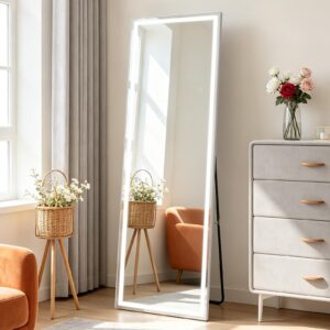 wohnli-moebel-suche-800002088699-1 GANZKÖRPERSPIEGEL Qylveth 150/40/34 cm Glas, Metall ZMH Spiegel > Standspiegel Weiß