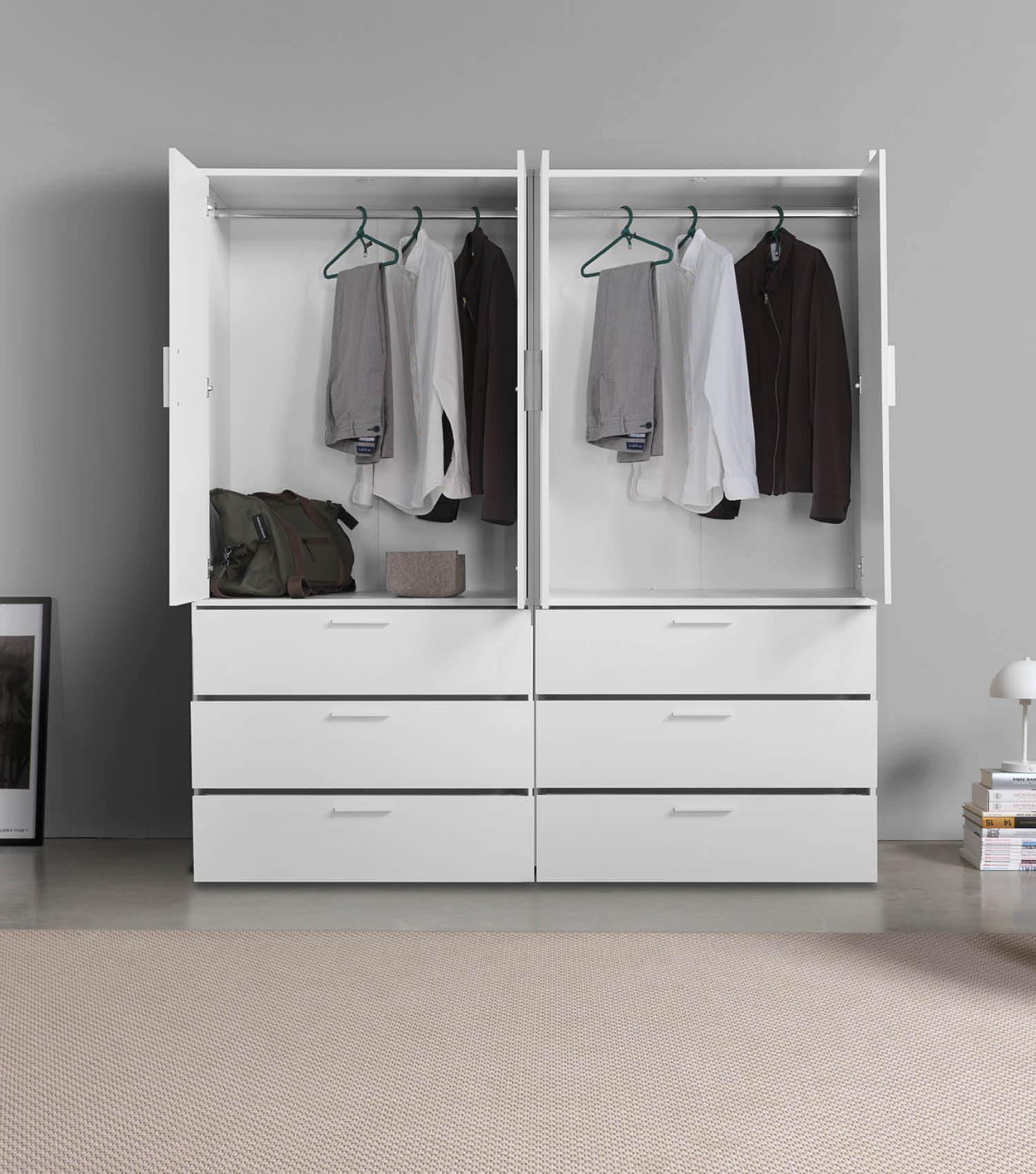 KLEIDERSCHRANK Grid deckenhoch Holzwerkstoff Mokebo Möbel > Schränke > Kleiderschränke > Drehtürenschränke Weiß