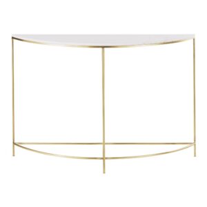 Wohnli Möbelsuche - Abgerundete Konsole aus messingfarbenem Metall und weißem Marmor