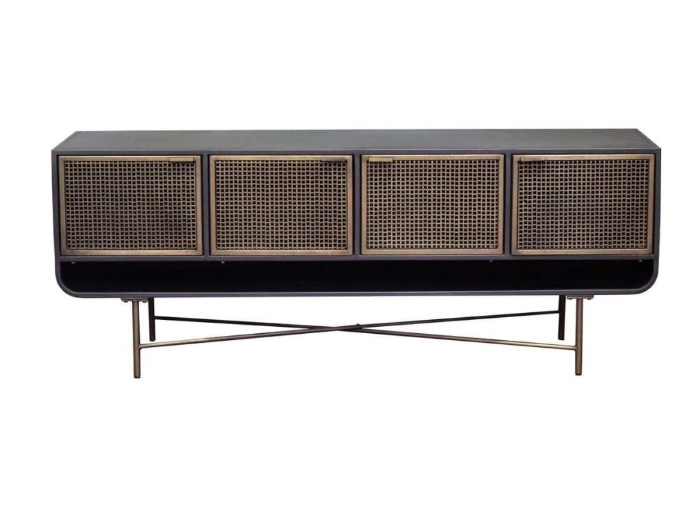 Wohnli Möbelsuche - Alliage TV-Möbel aus Stahl mit messingfarbenen Türen