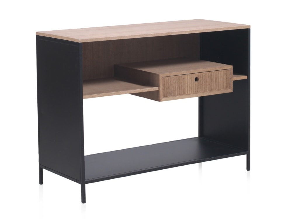 Wohnli Möbelsuche - Anrichte aus Eschenholz mit Schublade und Metallsockel