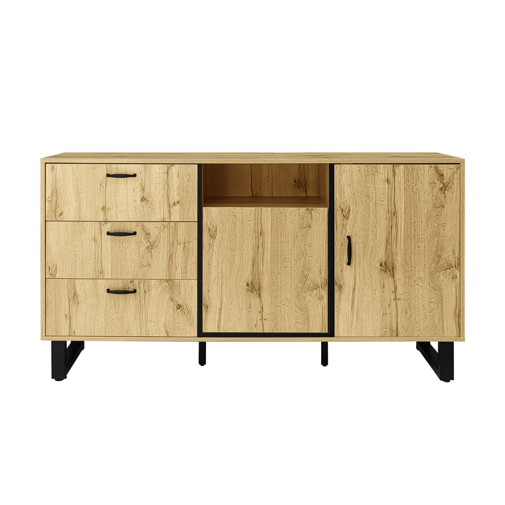 wohnli-moebel-suche-Anrichte-aus-Holz-mit-2-Tueren-und-3-Schubladen-Holzfarbe Wohnli Möbelsuche - Anrichte aus Holz mit 2 Türen und 3 Schubladen