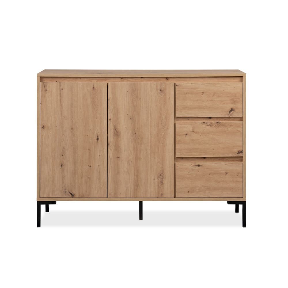 wohnli-moebel-suche-Anrichte-mit-2-Tueren-3-Schubladen-B120-cm-Dekor-Heller-Holz Wohnli Möbelsuche - Anrichte mit 2 Türen