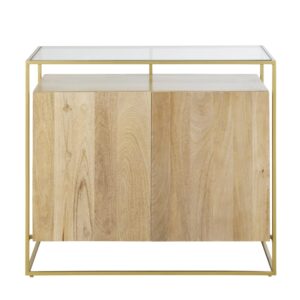 Wohnli Möbelsuche - Anrichte mit 2 Türen aus gehärtetem Glas und messingfarbenem Metall