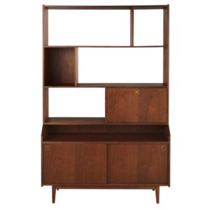 wohnli-moebel-suche-Asymmetrisches-Buecherregal-Vintage-mit-2-Tueren-braun Wohnli Möbelsuche - Asymmetrisches Bücherregal Vintage mit 2 Türen