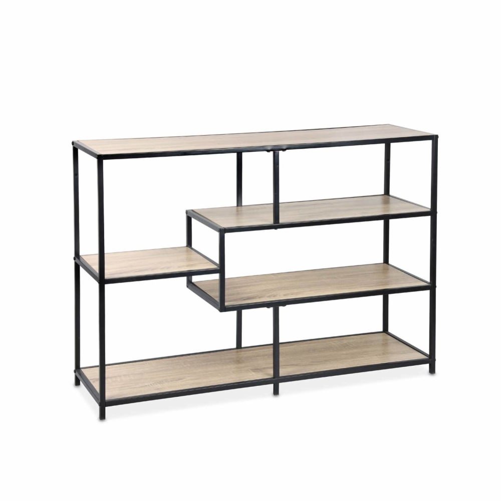 wohnli-moebel-suche-Asymmetrisches-Regal-Metall-Holzoptik Wohnli Möbelsuche - Asymmetrisches Regal Metall & Holzoptik