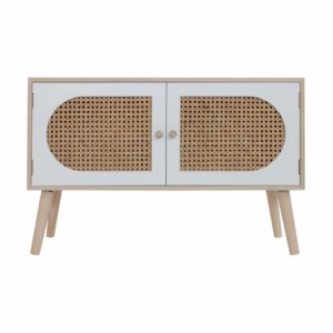 Wohnli Möbelsuche - Aufbewahrungsbank mit 2 Türen aus weißem und braunem Holz