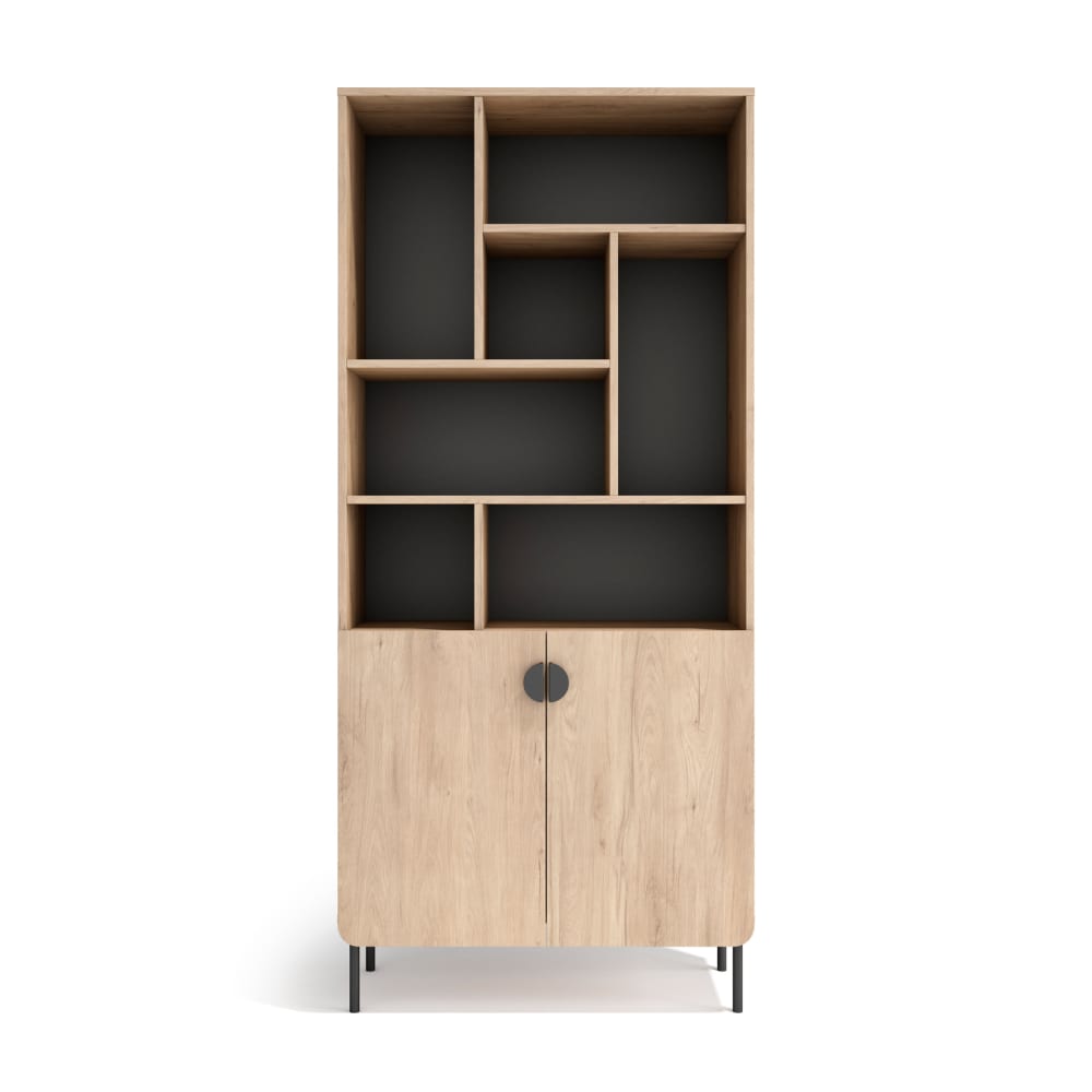 wohnli-moebel-suche-Aufbewahrungsregal-aus-Melamin-in-Eiche‑Graphit-180×80×32-cm Wohnli Möbelsuche - Aufbewahrungsregal aus Melamin in Eiche‑Graphit 180×80×32 cm