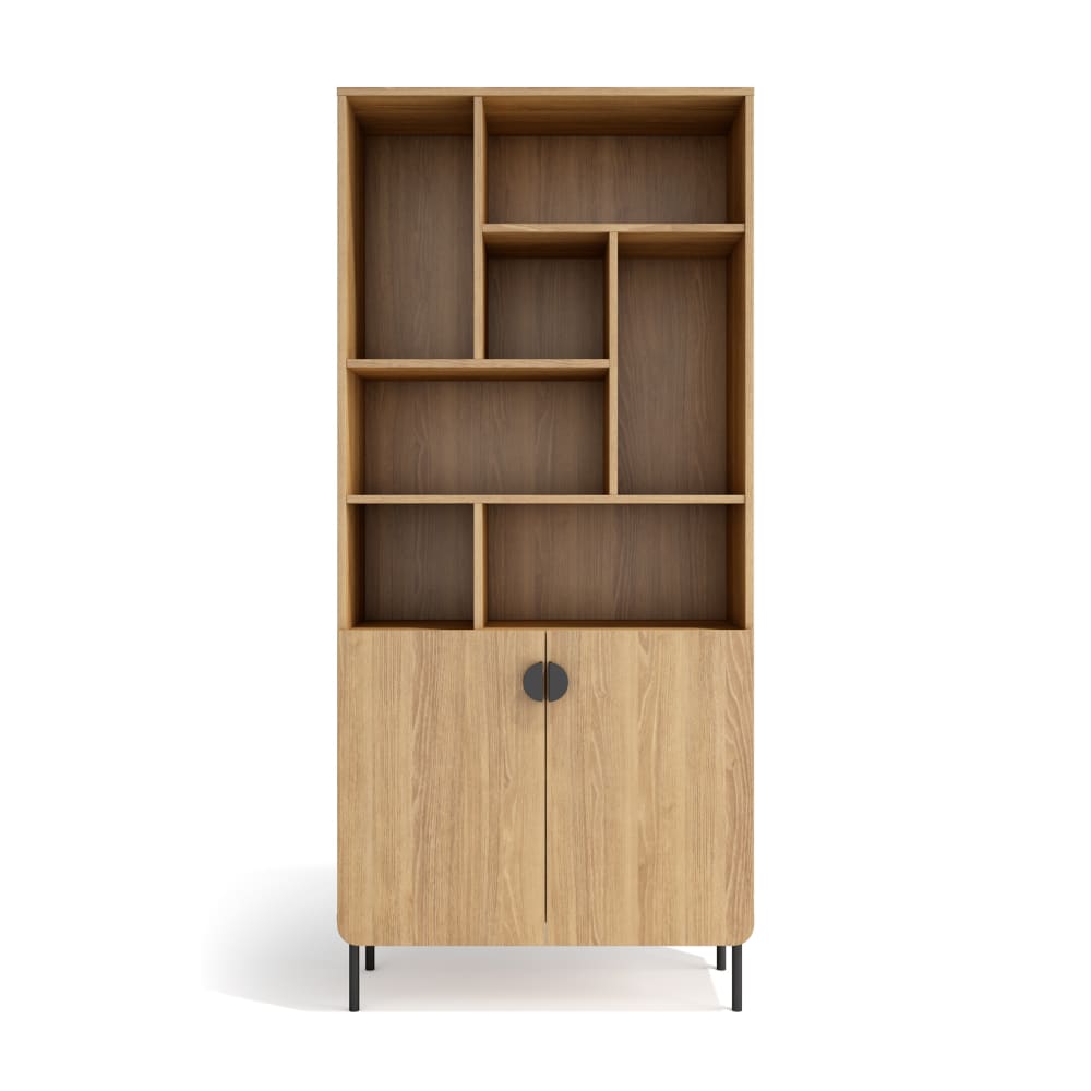 wohnli-moebel-suche-Aufbewahrungsregal-aus-Melamin-in-goldenem-Eichen‑Dekor-180×80×32-cm Wohnli Möbelsuche - Aufbewahrungsregal aus Melamin in goldenem Eichen‑Dekor 180×80×32 cm