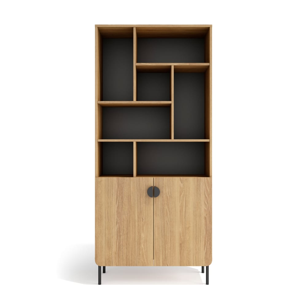 wohnli-moebel-suche-Aufbewahrungsregal-aus-Melamin-in-goldenem-Eichen‑Graphit-180×80×32-cm Wohnli Möbelsuche - Aufbewahrungsregal aus Melamin in goldenem Eichen‑Graphit 180×80×32 cm