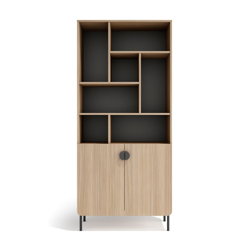 wohnli-moebel-suche-Aufbewahrungsregal-aus-Melamin-in-hellem-Nussbaum‑Graphit-180×80×32-cm Wohnli Möbelsuche - Aufbewahrungsregal aus Melamin in hellem Nussbaum‑Graphit 180×80×32 cm