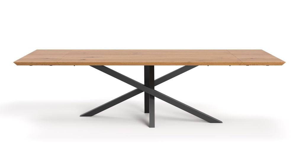 Wohnli Möbelsuche - Ausziehbarer Eichentisch mit Metallbeinen 140x90 + 1x50 cm