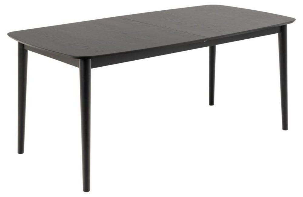 wohnli-moebel-suche-Ausziehbarer-Esstisch-aus-mattschwarzer-Eiche-D220-cm Wohnli Möbelsuche - Ausziehbarer Esstisch aus mattschwarzer Eiche D220 cm