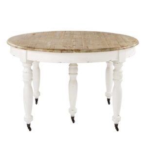 Wohnli Möbelsuche - Ausziehbarer Esstisch aus recyceltem Holz und Pappelholz 6/14 Personen auf Rollen