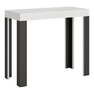 Wohnli Möbelsuche - Ausziehbarer Konsolentisch 90x40/196cm in Holzoptik Esche weiß