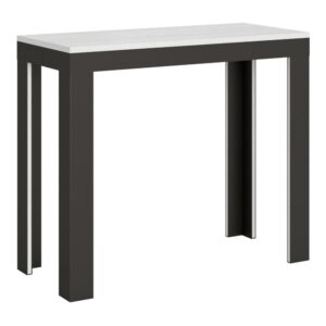 Wohnli Möbelsuche - Ausziehbarer Konsolentisch 90x40/196cm in Holzoptik Esche weiß