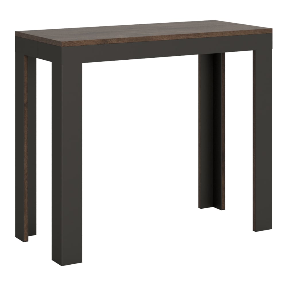 wohnli-moebel-suche-Ausziehbarer-Konsolentisch-90x40196cm-in-Holzoptik-Nussbaum-Eisen Wohnli Möbelsuche - Ausziehbarer Konsolentisch 90x40/196cm in Holzoptik Nussbaum