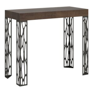 Wohnli Möbelsuche - Ausziehbarer Konsolentisch 90x40/196cm in Holzoptik Nussbaum