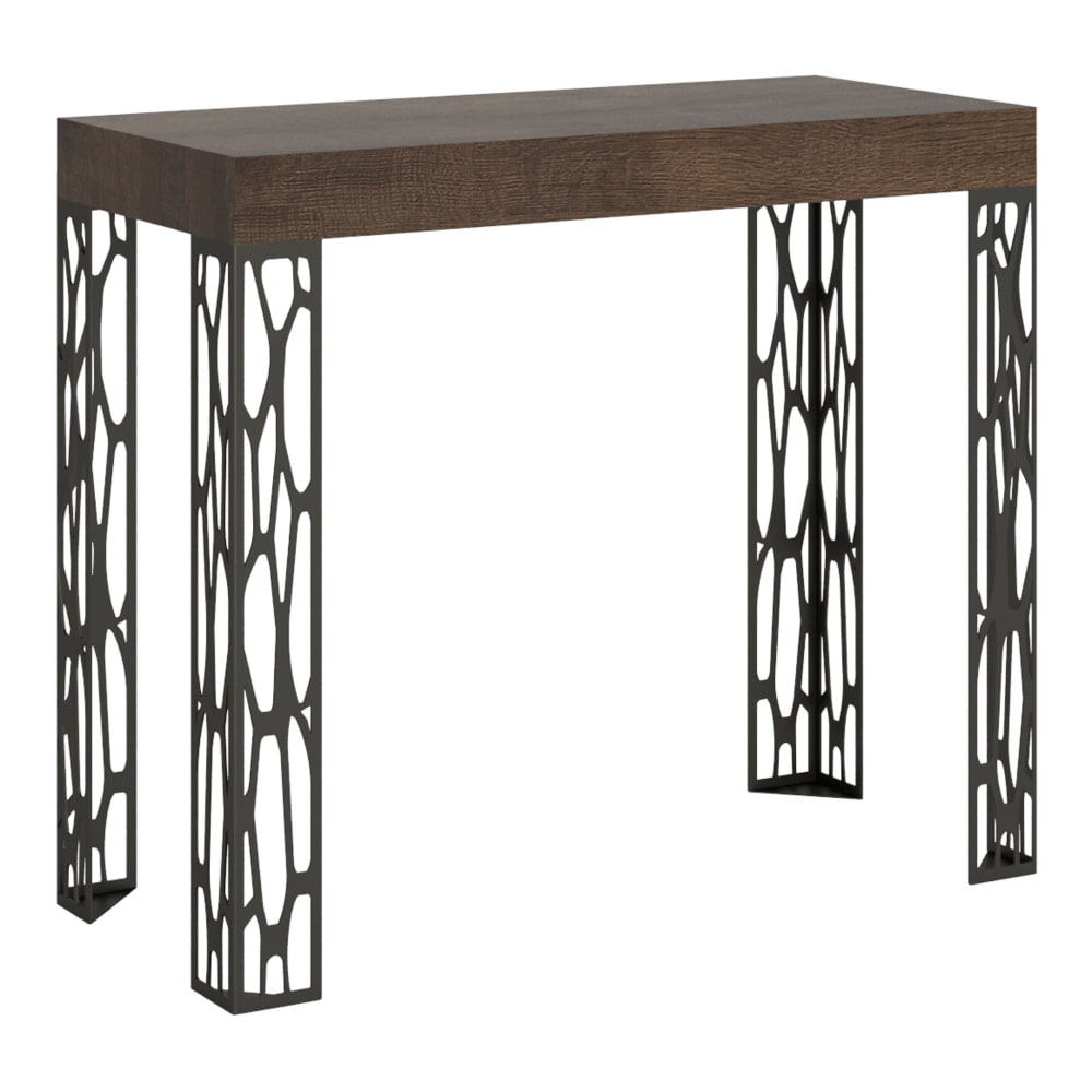 wohnli-moebel-suche-Ausziehbarer-Konsolentisch-90x40196cm-in-Holzoptik-Nussbaum-Eisen Wohnli Möbelsuche - Ausziehbarer Konsolentisch 90x40/196cm in Holzoptik Nussbaum