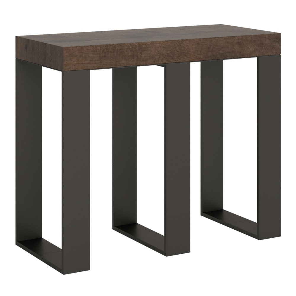 wohnli-moebel-suche-Ausziehbarer-Konsolentisch-90x40196cm-in-Holzoptik-Nussbaum-Eisen Wohnli Möbelsuche - Ausziehbarer Konsolentisch 90x40/196cm in Holzoptik Nussbaum