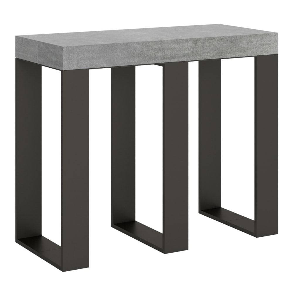 wohnli-moebel-suche-Ausziehbarer-Konsolentisch-90x40196cm-in-Holzoptik-Zementgrau-Eisen Wohnli Möbelsuche - Ausziehbarer Konsolentisch 90x40/196cm in Holzoptik Zementgrau