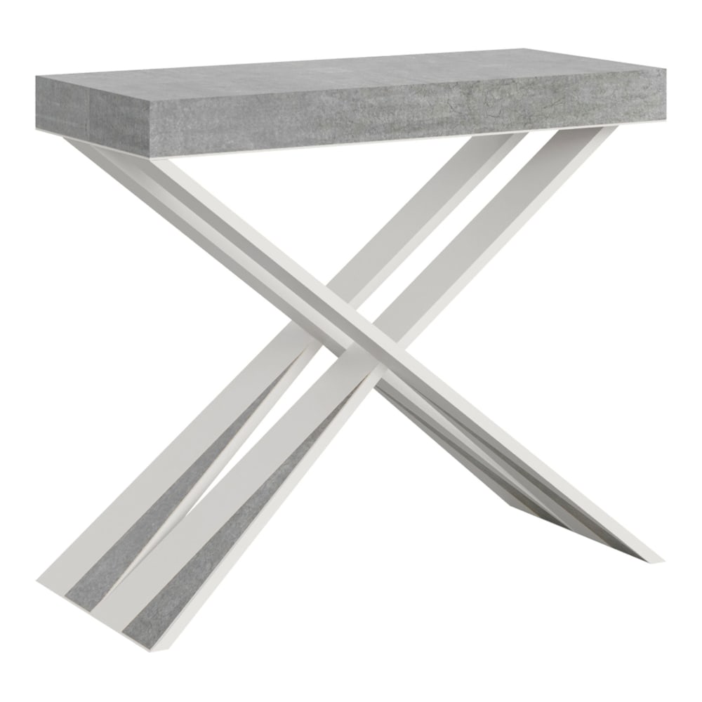 wohnli-moebel-suche-Ausziehbarer-Konsolentisch-90x40196cm-in-Holzoptik-Zementgrau-Eisen Wohnli Möbelsuche - Ausziehbarer Konsolentisch 90x40/196cm in Holzoptik Zementgrau