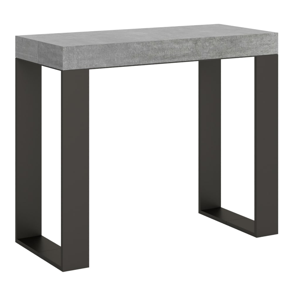 wohnli-moebel-suche-Ausziehbarer-Konsolentisch-90x40196cm-in-Holzoptik-Zementgrau-Eisen Wohnli Möbelsuche - Ausziehbarer Konsolentisch 90x40/196cm in Holzoptik Zementgrau