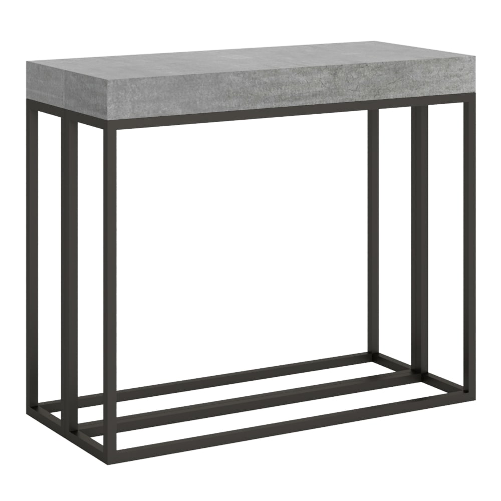 wohnli-moebel-suche-Ausziehbarer-Konsolentisch-90x40196cm-in-Holzoptik-Zementgrau-Eisen Wohnli Möbelsuche - Ausziehbarer Konsolentisch 90x40/196cm in Holzoptik Zementgrau