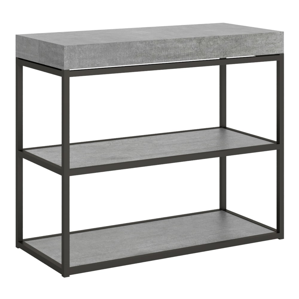 wohnli-moebel-suche-Ausziehbarer-Konsolentisch-90x40196cm-in-Holzoptik-Zementgrau-Eisen Wohnli Möbelsuche - Ausziehbarer Konsolentisch 90x40/196cm in Holzoptik Zementgrau