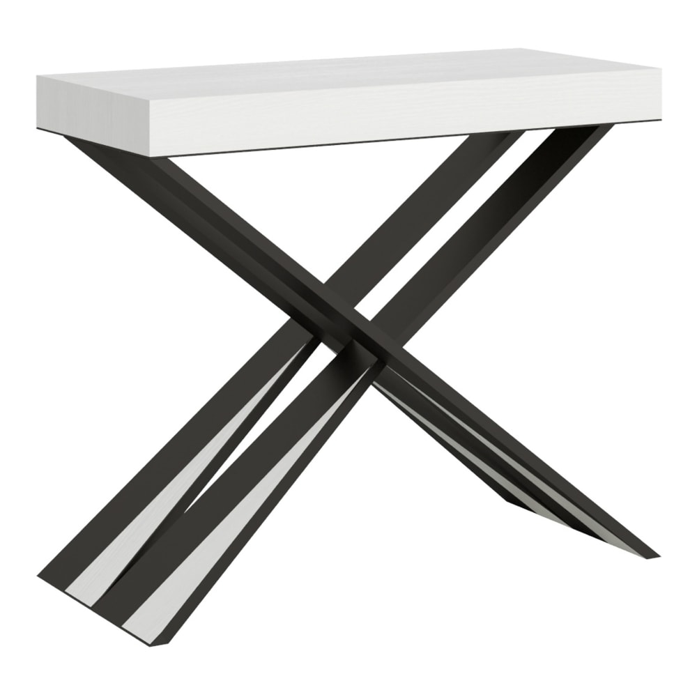 wohnli-moebel-suche-Ausziehbarer-Konsolentisch-90x40300cm-in-Holzoptik-Esche-weiss-Eisen Wohnli Möbelsuche - Ausziehbarer Konsolentisch 90x40/300cm in Holzoptik Esche weiß