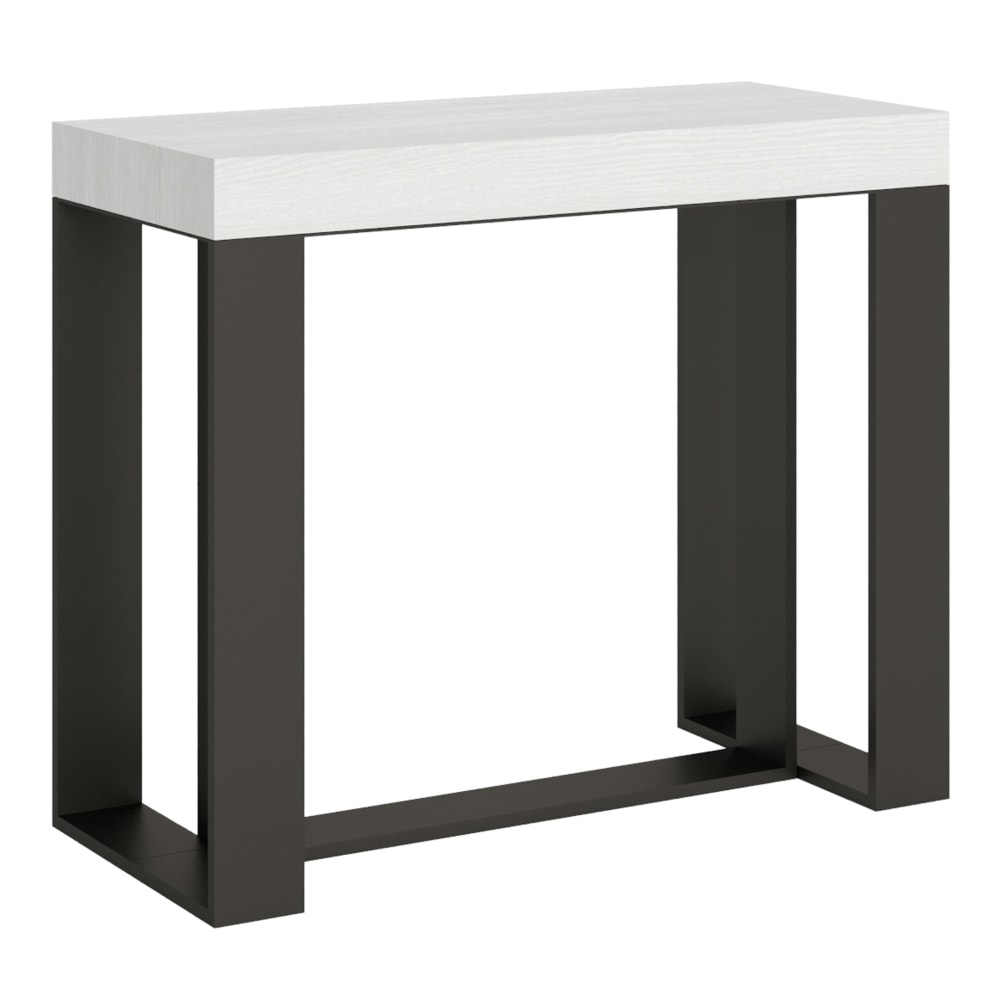 wohnli-moebel-suche-Ausziehbarer-Konsolentisch-90x40300cm-in-Holzoptik-Esche-weiss-Eisen Wohnli Möbelsuche - Ausziehbarer Konsolentisch 90x40/300cm in Holzoptik Esche weiß