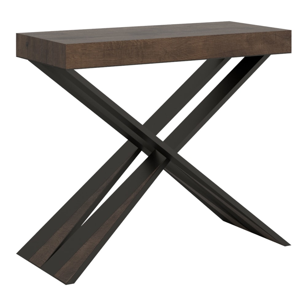 wohnli-moebel-suche-Ausziehbarer-Konsolentisch-90x40300cm-in-Holzoptik-Nussbaum-Eisen Wohnli Möbelsuche - Ausziehbarer Konsolentisch 90x40/300cm in Holzoptik Nussbaum