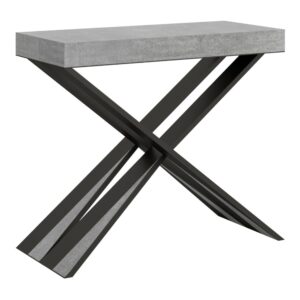 wohnli-moebel-suche-Ausziehbarer-Konsolentisch-90x40300cm-in-Holzoptik-Zementgrau-Eisen Wohnli Möbelsuche - Ausziehbarer Konsolentisch 90x40/300cm in Holzoptik Zementgrau