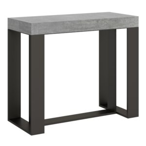 wohnli-moebel-suche-Ausziehbarer-Konsolentisch-90x40300cm-in-Holzoptik-Zementgrau-Eisen Wohnli Möbelsuche - Ausziehbarer Konsolentisch 90x40/300cm in Holzoptik Zementgrau