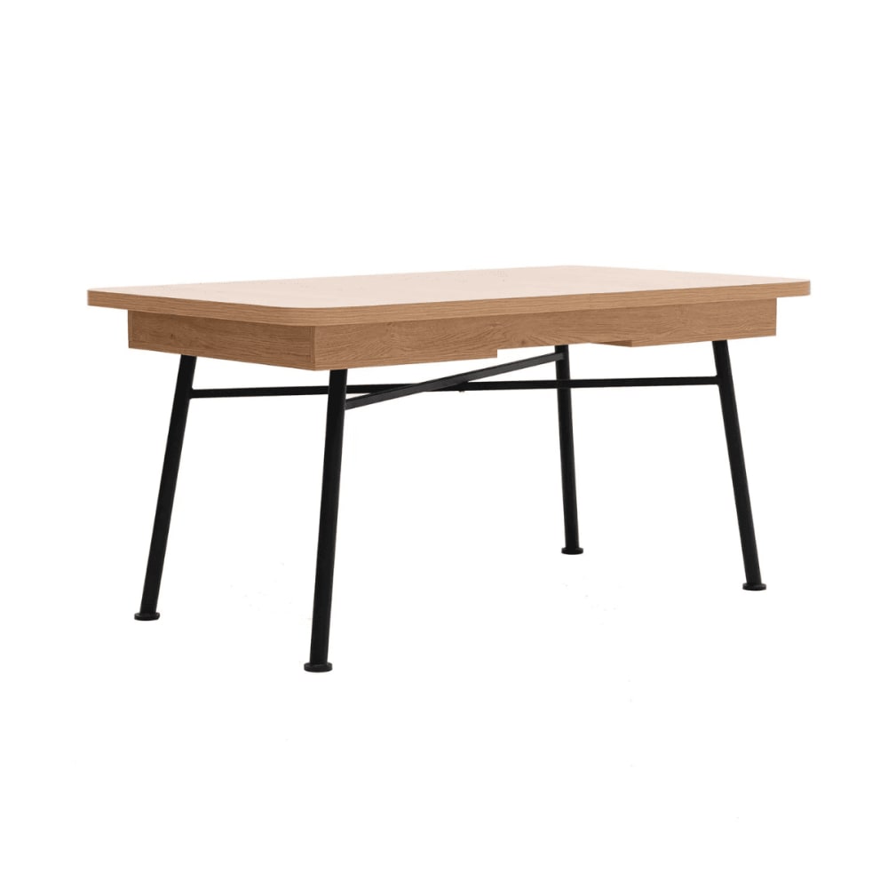 wohnli-moebel-suche-Ausziehbarer-Tisch-von-160-bis-198-cm-Dekor-Eiche-und-Schwarz-NALA Wohnli Möbelsuche - Ausziehbarer Tisch von 160 bis 198 cm